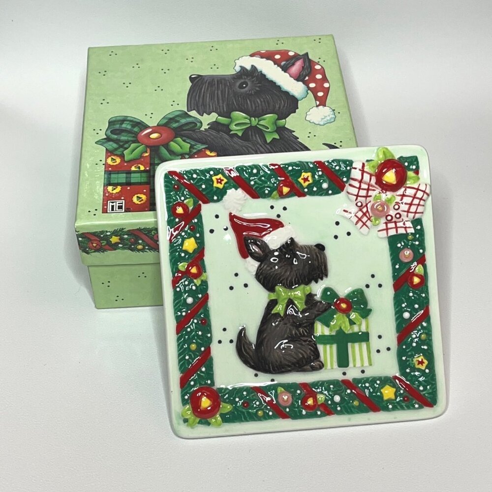 Mary Engelbreit Scottie Christmas Decorative Mini Plates - Picture 2 of 14